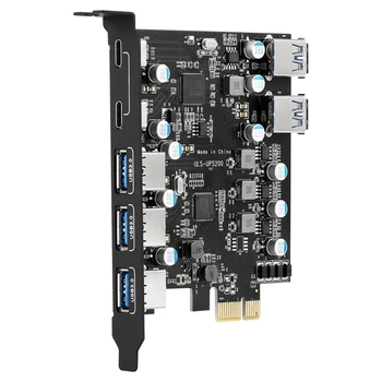 

Uls-5200 USB3.0 PCI-E Expansion Card PCI-E to Type C (2) USB3.0 5-Port PCI Fast Expansion Card