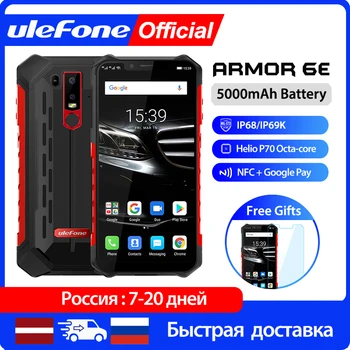 Перейти на Алиэкспресс и купить Ulefone Armor 6E смартфон 4 Гб + 64 ГБ Android 9,0 прочный мобильный телефон водонепроницаемый IP68 NFC Helio P70 Otca-core Беспроводная зарядка