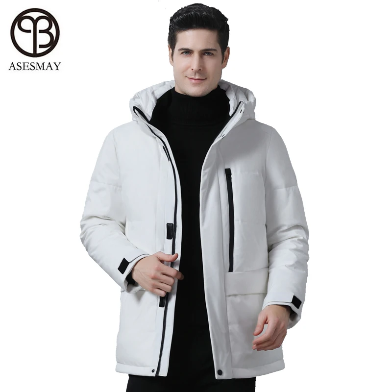 Новинка 2019 куртка Asesmay на белом утином пуху Мужское пальто зимняя парка плотные