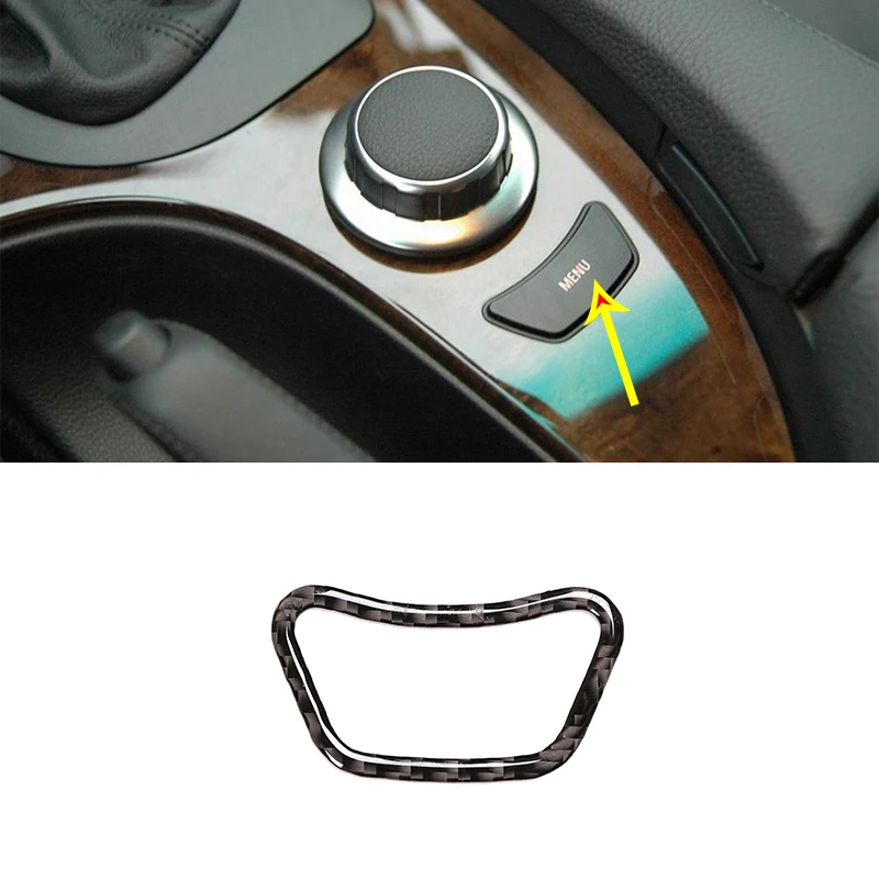 

3D Carbon Fiber Car Menu Button Frame Sticker For BMW 5 Series E60 E61 2004-2010 Car Accessories 1 Pcs