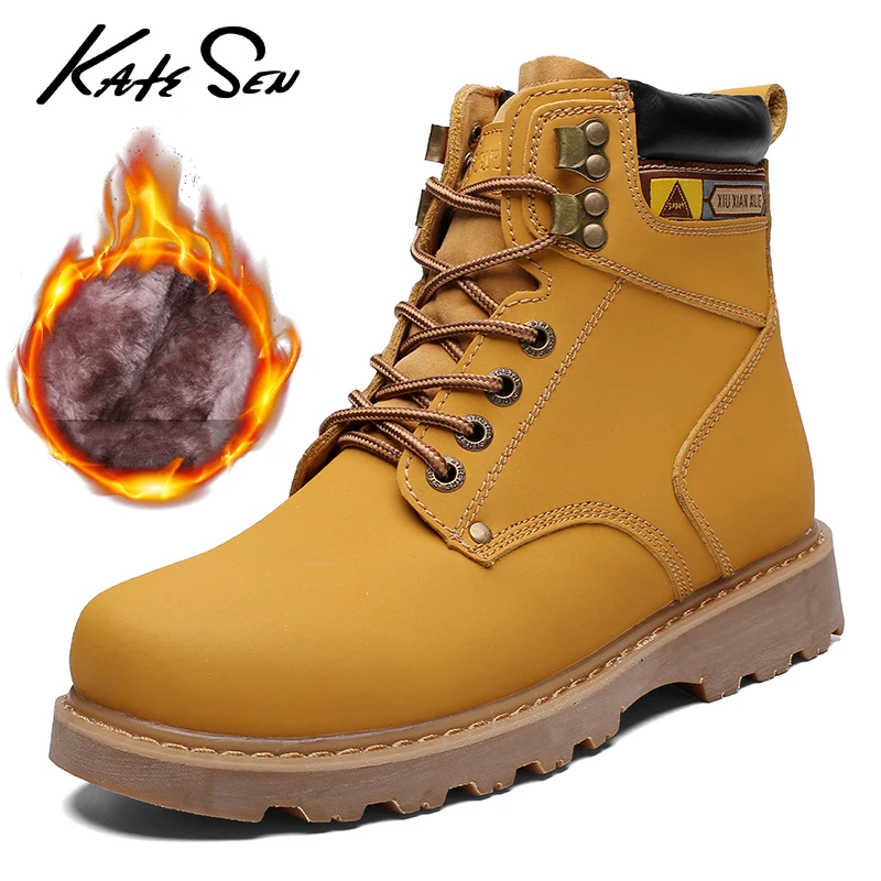 

KATESEN Autumn Men's Boots Fashion Men's Leather Workwear Boots Comfortable Outdoor Non-slip Casual Shoes Men's Martin Boots