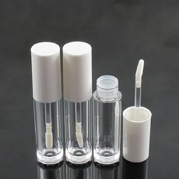 

5 Pieces Empty Lip Gloss Tubes Mini Refillable Cosmetic Container and Plastic Sample Vials White Cap DIY Tool Fashionable