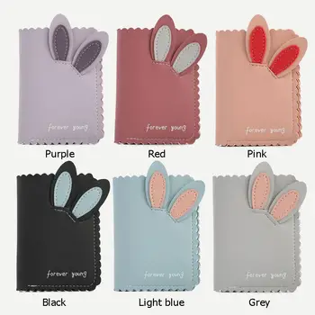 

Women Mini Wallet PU Leather Splicing Soft Card Holder Simple Multi-function Rabbit Ear Bifold Purse for Vacation and Travel