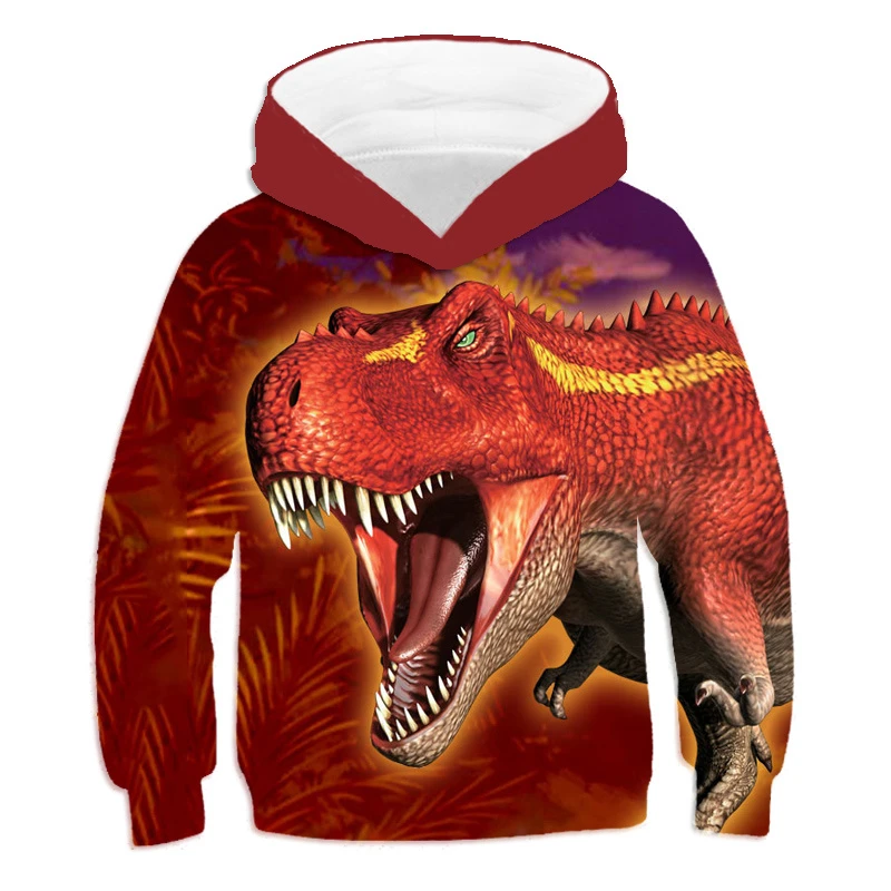 Sudadera con capucha para niños, patrón de Tiranosaurio Rex, llama roja,  dibujos animados de dinosaurios 3D, ropa de ciudad, súper guay|Sudaderas  con capucha y sudaderas| - AliExpress