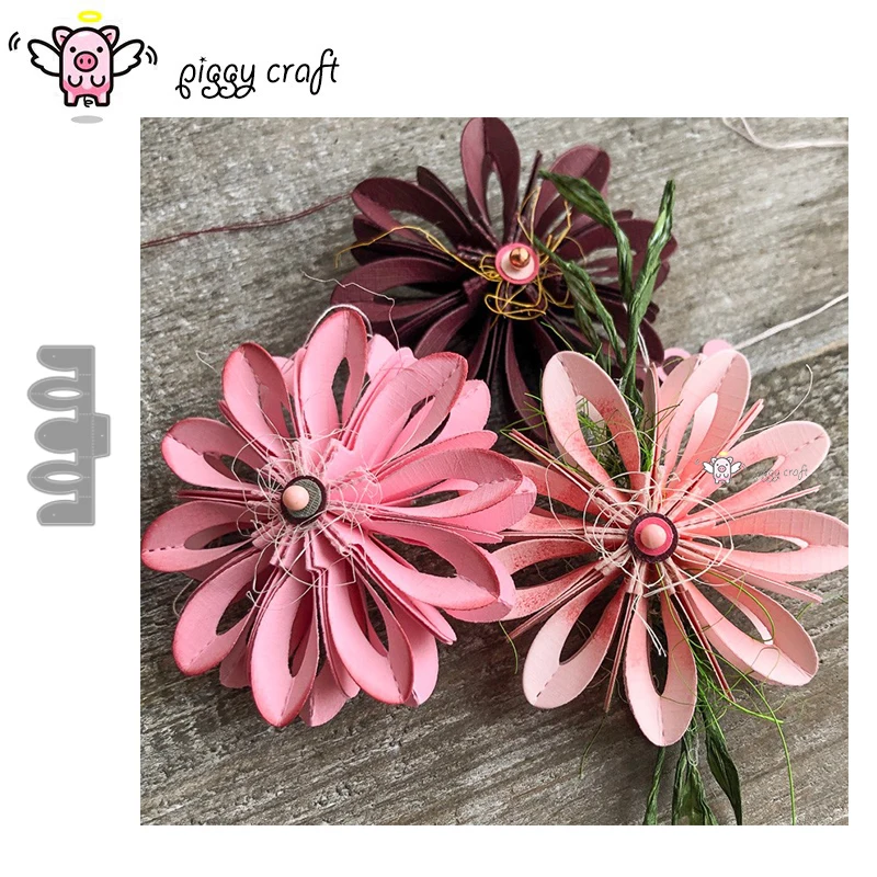 

Piggy Craft metal cutting dies cut die mold Folded flower decoration Scrapbook paper craft knife mould blade punch stencils dies