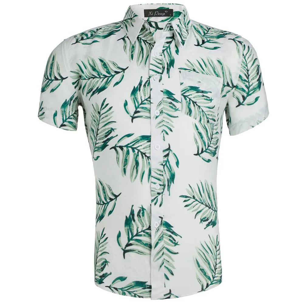 Большой размер Гавайский стиль Tencel хлопок печать Досуг Пляж Путешествия Праздник Лето короткий рукав дышащая рубашка для мужчин