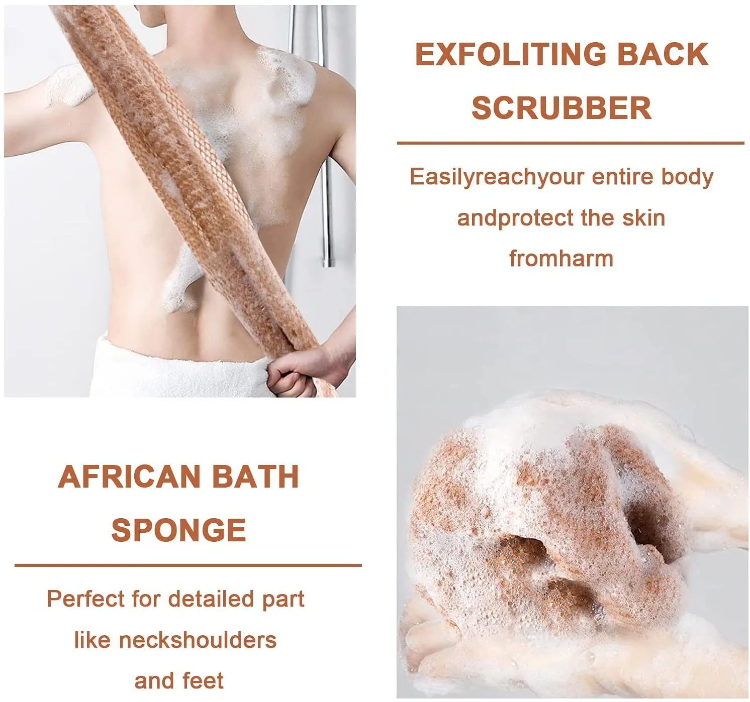 Afrikanischer Netzschwamm – 2 Stück, 80x30 Cm, Aus Nylon, Für Peeling & Reinigung In Der Dusche (blau/schwarz)