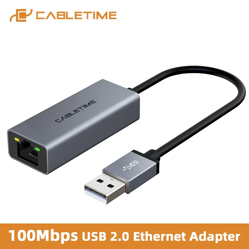 

CABLETIME USB2.0 LAN Ethernet Adapter 100Mbps RJ45 for Nintendo Switch PC Laptop Dell Matebook Smart devices Network Card C359