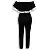 Women Off Shoulder Colorblock Ruffles Bodycon Jumpsuit Skinny Streetwear Office Ladies Slim Fit Black Jumpsuits ► Photo 3/5