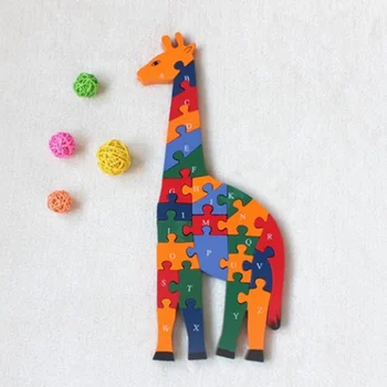 

Baby Wooden 3D Puzzle Young Children Early Lessons Learned Intelligence Cartoon Animal Giraffe Jigsaw Puzzle Wooden Toys