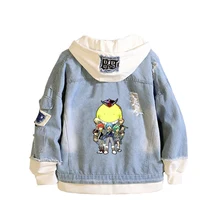 

Anime Assassination Classroom Coat Teens cowboy Cosplay Jacket Men Women Casual Denim Hooded Loose coat Cartoon Hooded