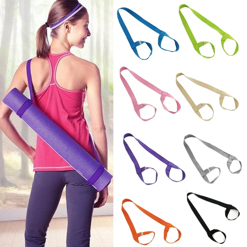 Adjustable Yoga Mat Sling Strap Shoulder Carry Belt Stretch Sport Band Grey 