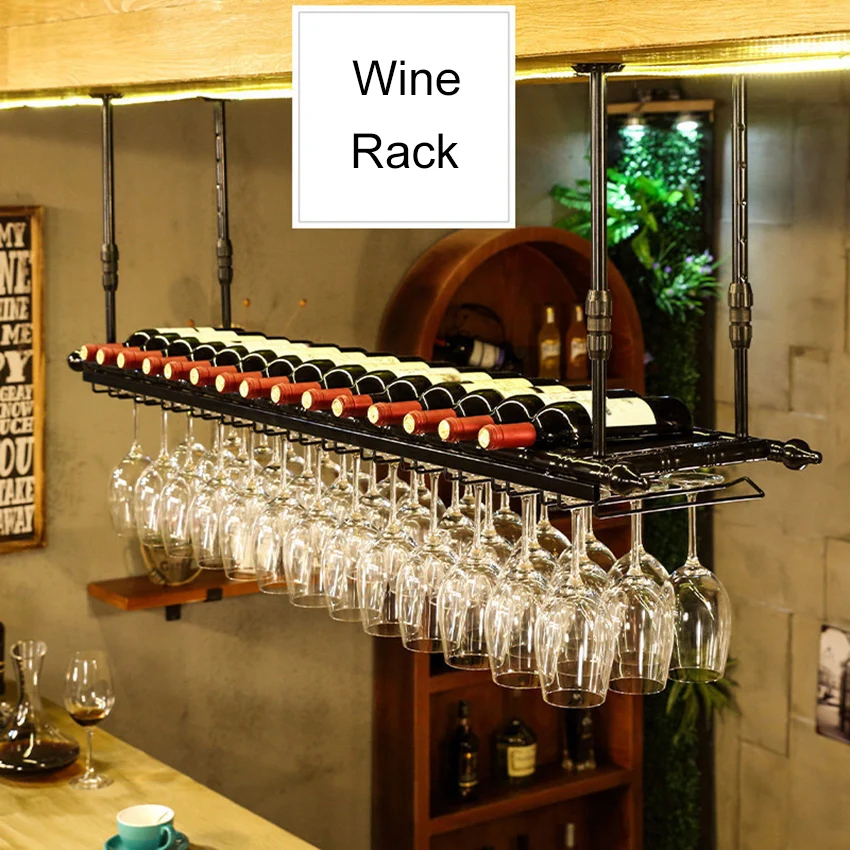 Wine Rack Holder Stainless Steel Hanging Racks Glass Cup Stemware Shelf Mounted