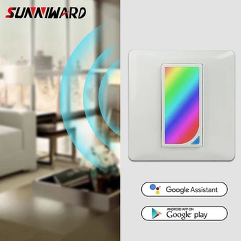 

Eu Plug Wifi In-wall Rgb Led Scene Smart Light Switch Color Changing Remote Voice Control And Timer Countdown Works With Alexa