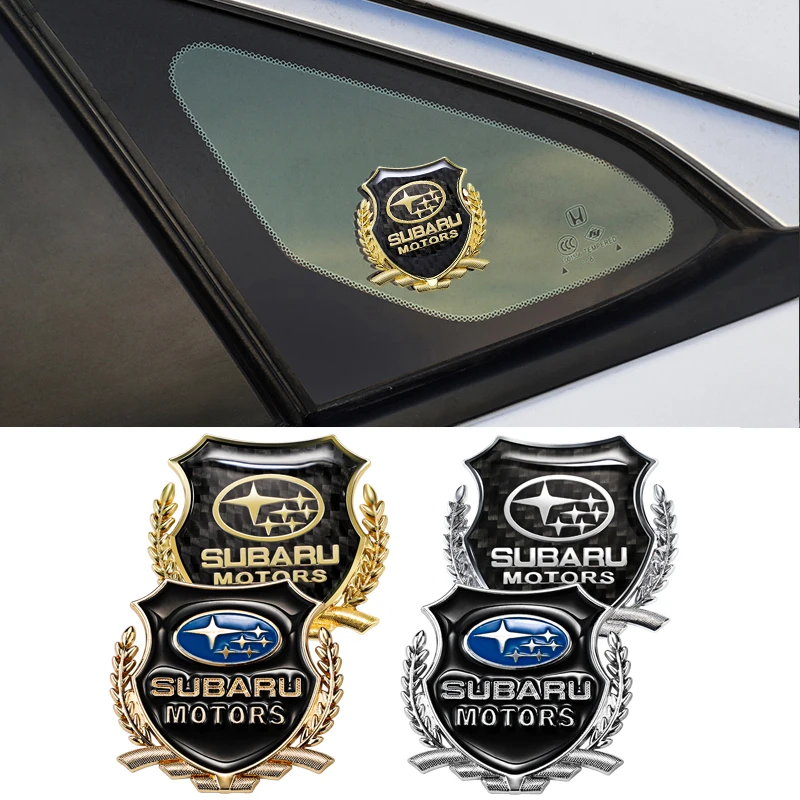 2Pcs 3D Metal Car Emblem Badge Sticker Side Door Window Decals For Subaru Legacy Impreza WRX STI