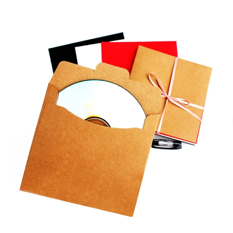 Disc Kraft Paper Cardboard Envelopes Paper Storage Holder Covers Anti-static Container Disc Organizer 30Pcs