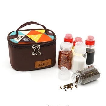 

H 7 pcs Portable Spices Seasoning Jar Bag BBQ Organizer Seasoning Bottles Set for Camping BBQ Picnic