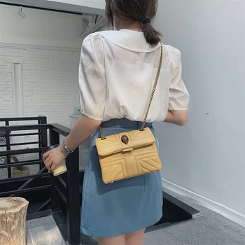

Ladies Messenger Bag Casual Check 2020 New Korean Fashion Chain One Shoulder Handbag Famous Classic Brand Designer Messenger Bag