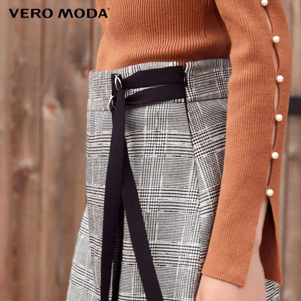 Vero Moda Женская юбка с декоративной лентой в ломаную клетку | 319116525