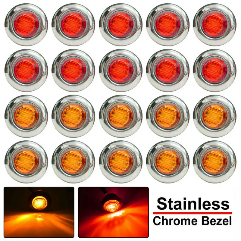 

12V Marker Light 3/4" Amber Red Marker Light For Truck Trailer Durable