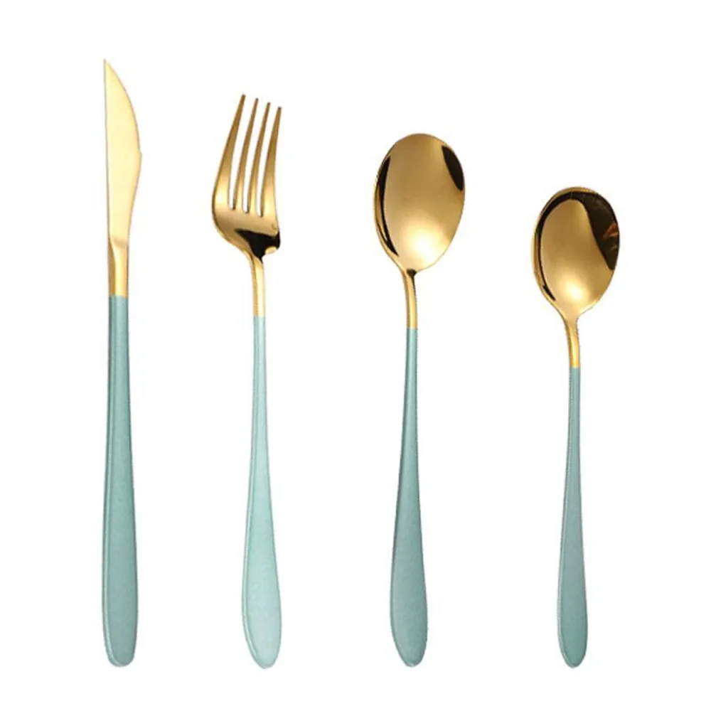 

4pcs/Lot Portuguese Tableware Cutlery Spoon 304 Stainless Steel Nordic Western Food Knife and Fork Set Multi Color Optional