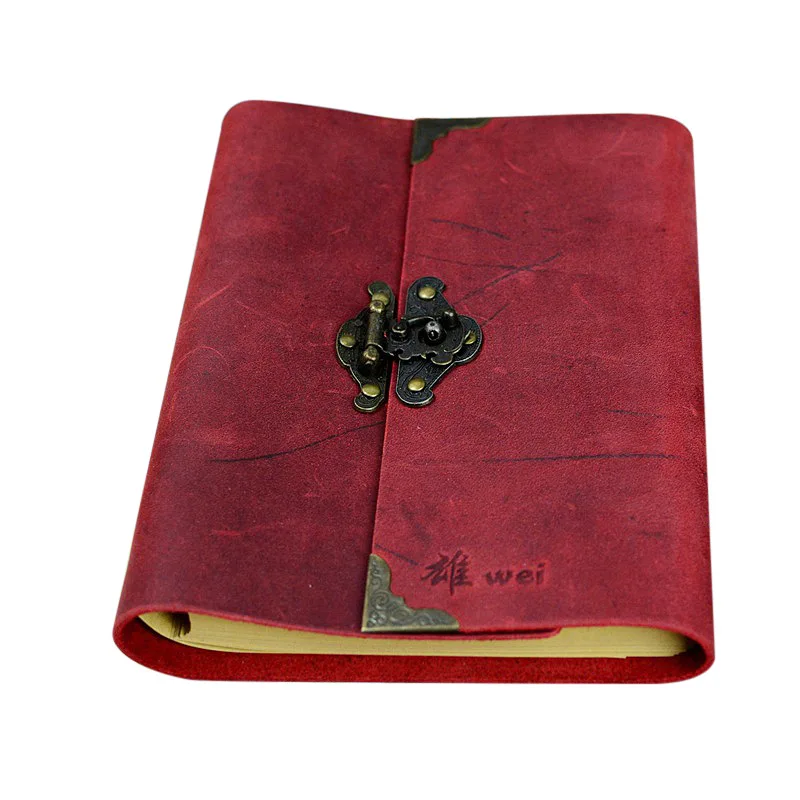 Ретро Кожаный Блокнот из воловьей кожи с замком для ноутбука ручной работы для путешествий креативный блокнот Kraftpaper внутренние страницы