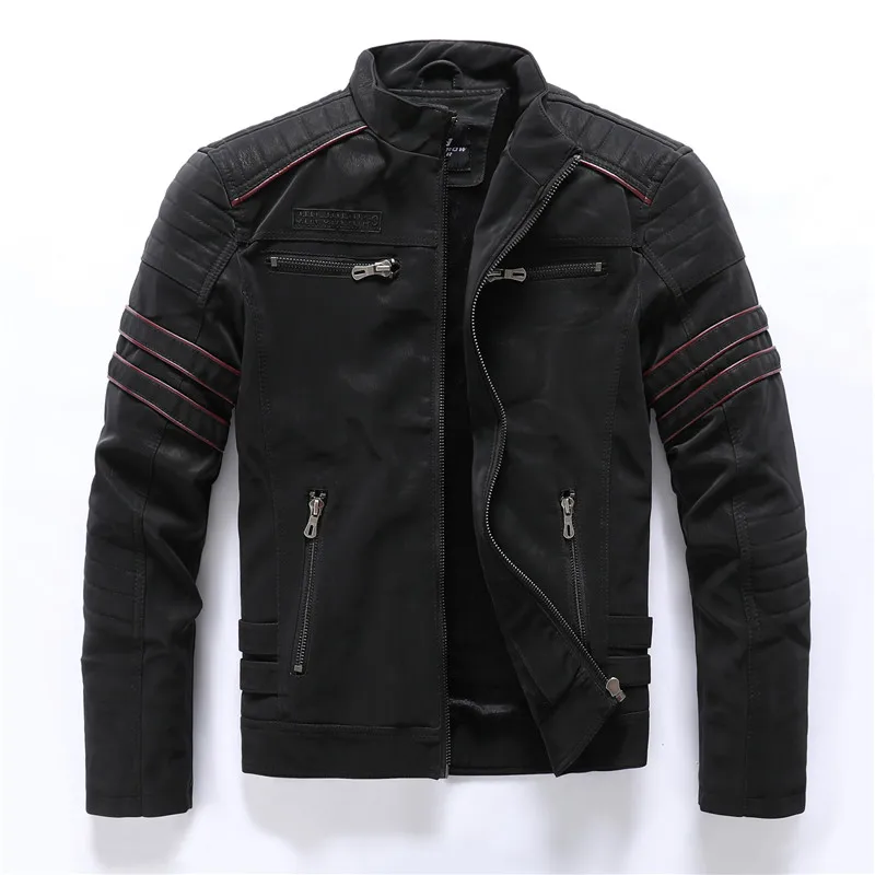 2023 Autumn Winter Men's Leather Jacket Casual Fashion Stand Collar  Motorcycle Jacket Men Slim High Quality PU Leather Coats