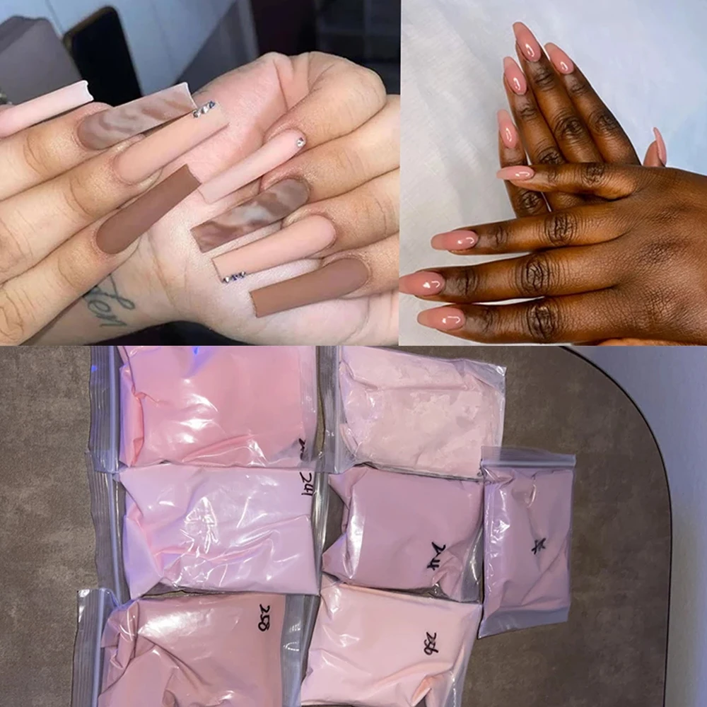 Nude Nail Acrylic Powder 10 Colors Crystal Pink Extension/Dip/Engraving Refill Bag White Clear 50g/10g