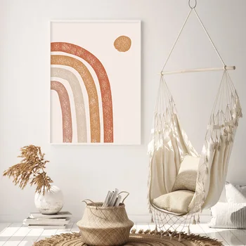 

Abstract Vintage Beige Rainbow Canvas Painting Poster Print Scandinavia Wall Art Pictures Living Room Home Decoration NO FRAME