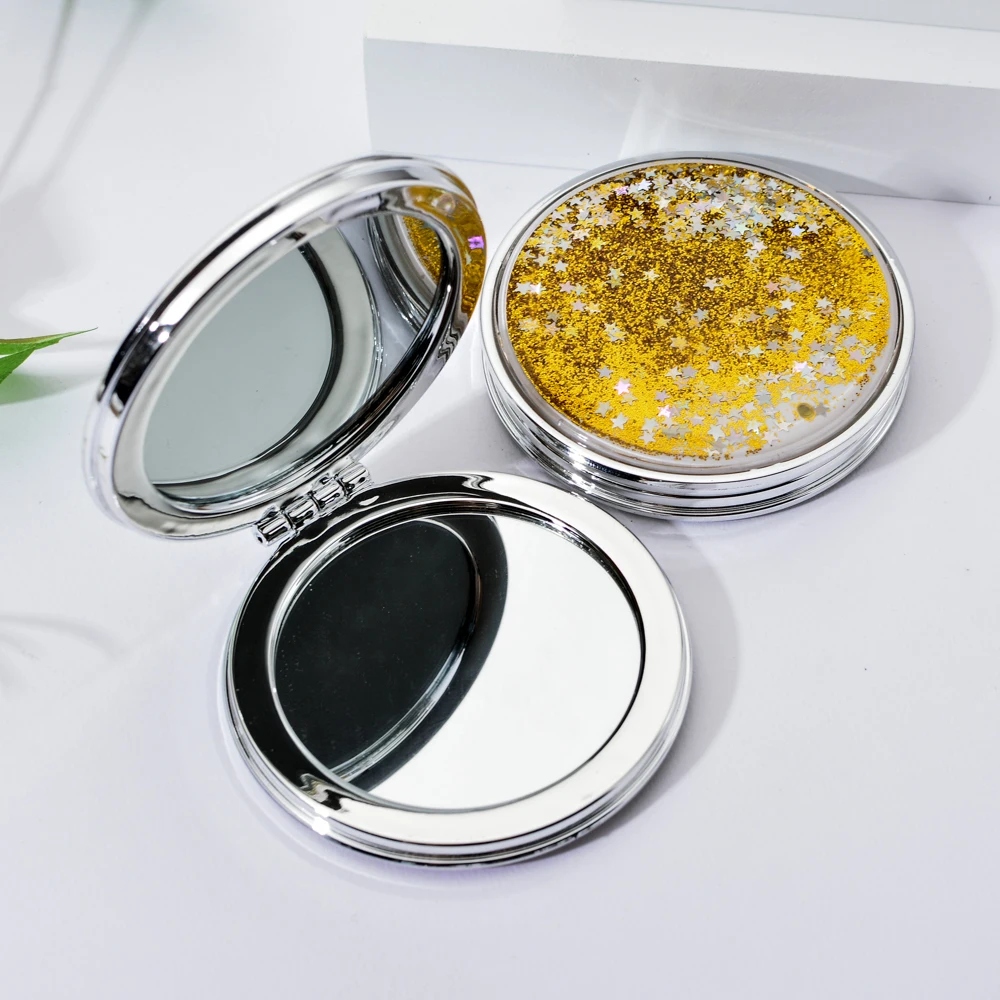 Мини портативное компактное карманное зеркало для макияжа двухстороннее складное зеркало для макияжа женские подарки с струящимся сверкающим песком