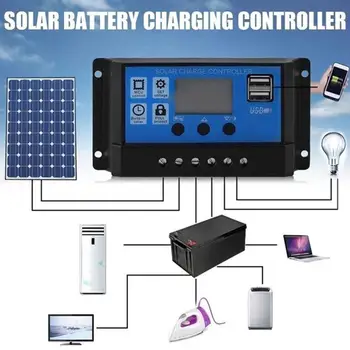 

Auto Solar Charge Controller 100A/60A/50A/40A/30A/20A/10A 12V 24V PWM Controllers LCD Dual USB 5V Solar Panel PV PV Regulator