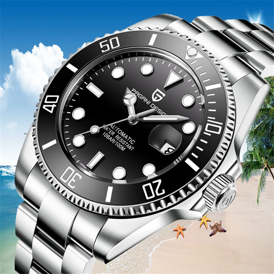 PAGANI Дизайн мужские часы Автоматические Rolexable 100 м водонепроницаемые деловые спортивные Механические мужские s NH35A Move Мужские t водонепроницаемые часы