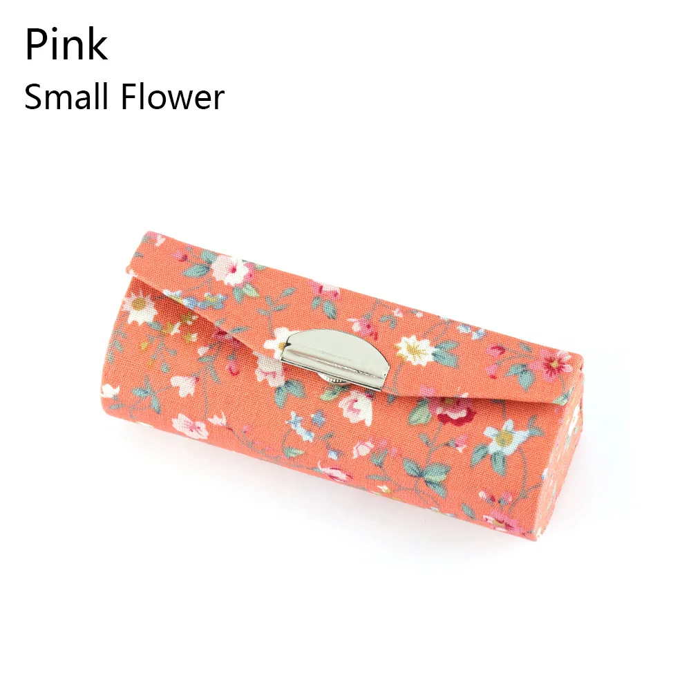 1 шт. 4 цвета ретро вышитый цветок дизайн губная помада чехол с мини зеркалом блеск для губ коробка ювелирных изделий держатель для макияжа инструменты для хранения - Цвет: Small Flower Pink