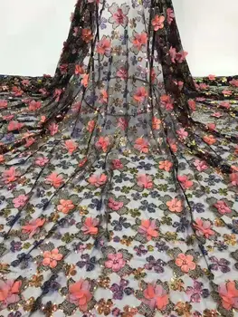 

High-end sequin decal French mesh African lace fabric sequin embroidery Nigeria lace evening dress skirt party skirt fabric