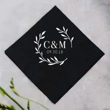 Персонализированные черные бумажные салфетки Mr& Mrs на заказ, бумажные салфетки для свадебного коктейля, коктейля, напитков, свадебного декора