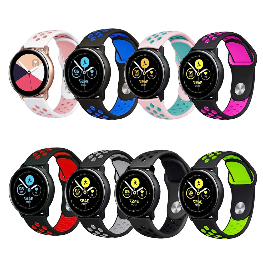 

Watch Strap For Samsung Galaxy Watch 42mm 46mm Active 2 40mm 44mm Soft Silicone Two-color Bracelet Band Wriststrap Accessories