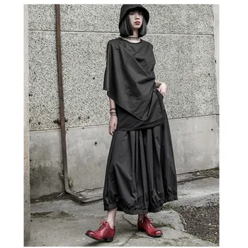 

WOMENGAGA 2020 Summer New Wide Leg Pants Casual Loose Large Size Elastic Waist Solid womens Streetwear Personality Fashion A273