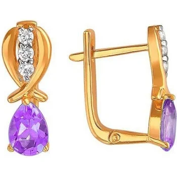 

Esthete earrings with amethyst and cubic zirconia in red gold