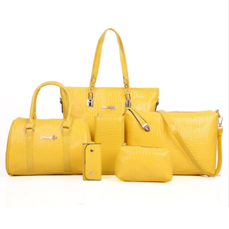 New European and American one - shoulder cross - carry mother-child bag - six - piece embossed crocodile - print female bag