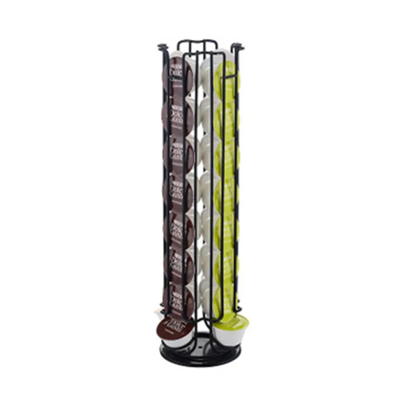  2020 Rotatable Coffee Pod Holder Iron Chrome Plating Display Capsule Rack Stand Storage Shelves For