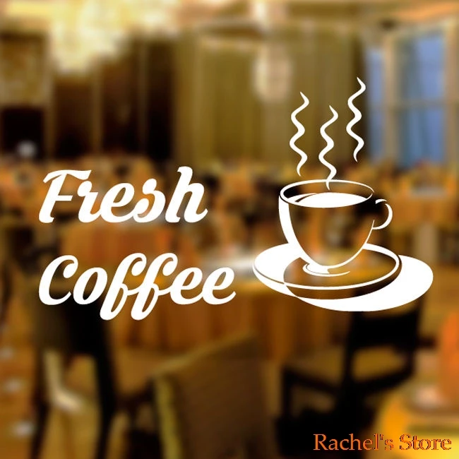 Fresh Coffee Takeaway cup Cafe Shop vinyl sticker Window Lettering Wall art sign decor | Дом и сад