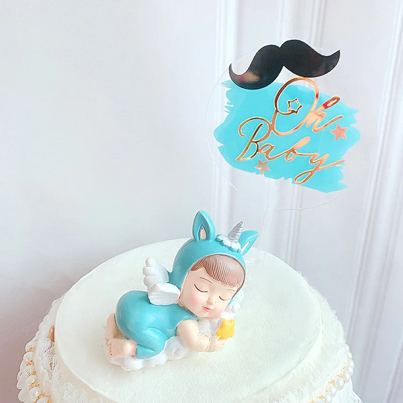 INS Новый Oh Baby акриловый торт Топпер золотой розовый синий Свадебный кекс Для