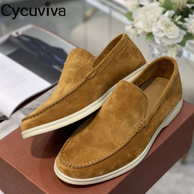 Hot Sale Nude Suede Flat Men On Loafers Male Round Toe Mules Summer Walk Casual Shoes - AliExpress