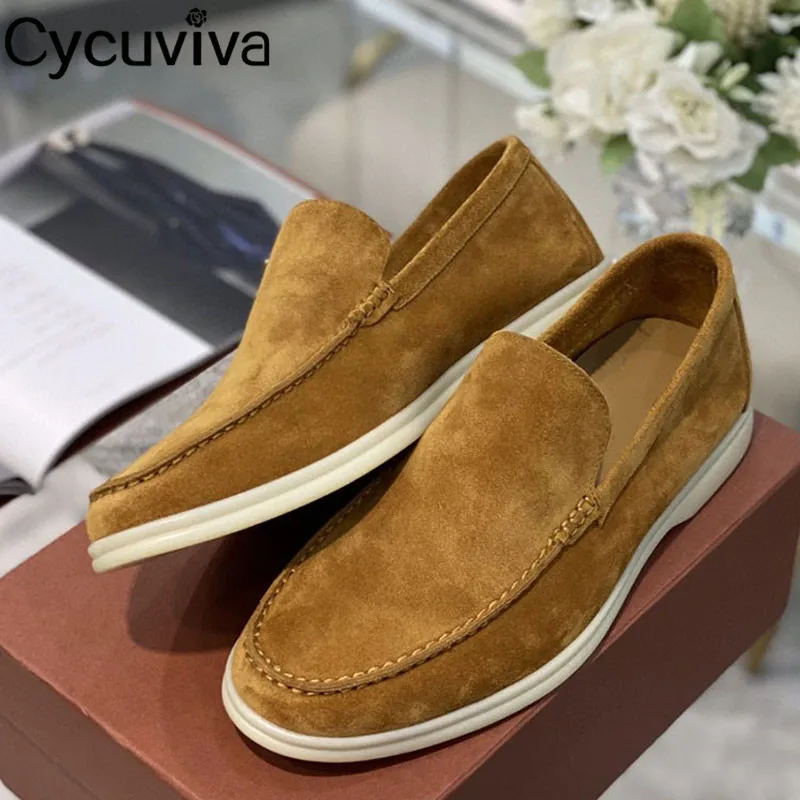 Embankment konsol bekræfte Hot Sale Nude Suede Flat Shoes Men Slip On Loafers Male Round Toe Mules  Summer Walk Casual Shoes Men - AliExpress