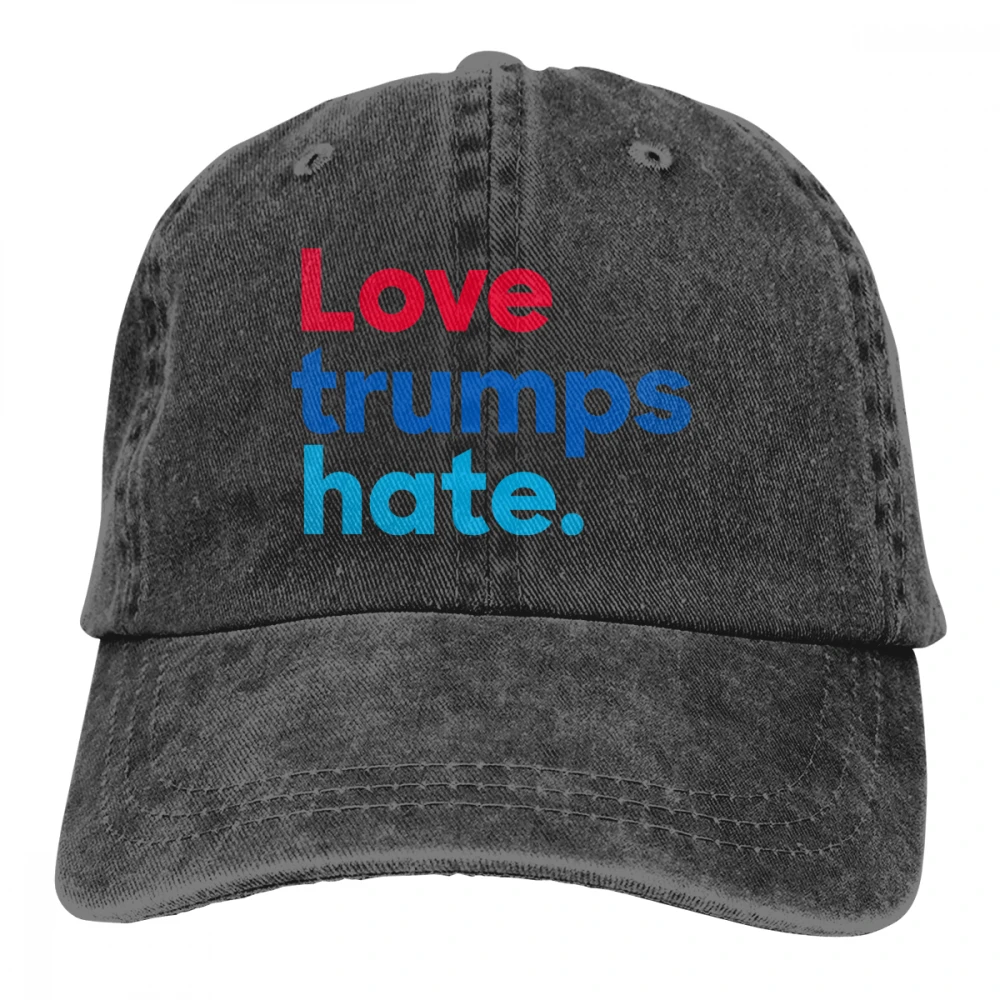Love Trumps Hate Casquette черные унисекс Мужские Женские джинсовые бейсболка с ремешком кепки Регулируемая шляпа для гольфа папа