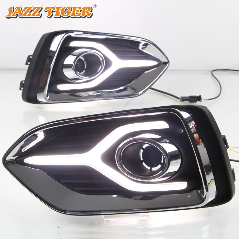  JAZZ TIGER 2PCS Yellow Turn Signal Function 12V Car DRL Lamp LED Daytime Running Light For Hyundai  - 32950842462