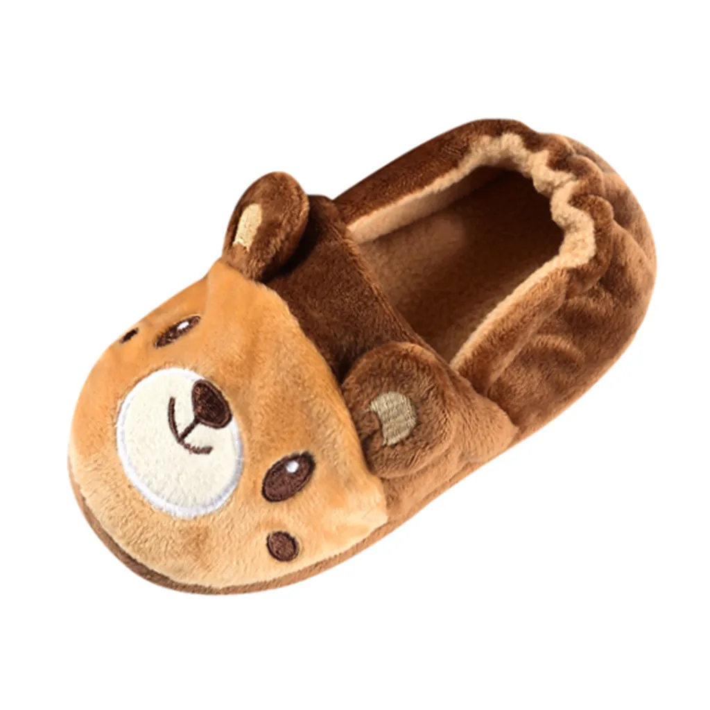 Осенне-зимние детские тапочки; Теплая обувь для малышей; милая домашняя обувь с мягкой подошвой и рисунком для маленьких мальчиков и девочек; утепленные детские Тапочки