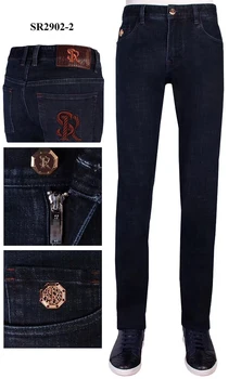 

BILLIONAIRE Jeans Cotton cowhide men 2019 new winter Thick Fashion comfort embroidery England pattern zipper free shipping