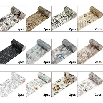 

2 Rolls 10CM Wide Vintage Washi Tape Wide Retro Foil Masking Decorative Tape for DIY Scrapbooking, Crafts, Gift Wrapping