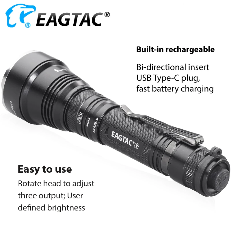 EAGTAC S25V Тактический светильник для вспышки охотничий фонарь USB recargeable 664 метров 21700 5000 мАч батарея водонепроницаемый светильник